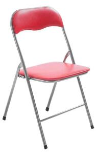 Sedia pieghevole da interno o esterno in acciaio con seduta e schienale in PVC imbottito Closy - Crimson