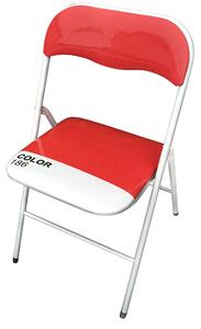 Sedia pieghevole da interno o esterno in acciaio con seduta e schienale in PVC imbottito Closy - Red