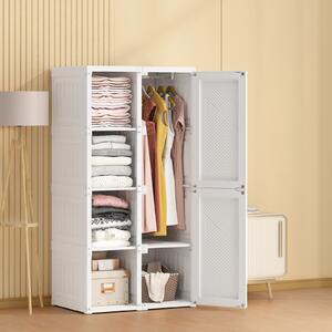 Armadio, 2 ante e 3 ripiani - Armadi portatili, 69x50x136cm - bianco