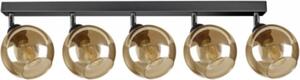 Plafond, lampada da soffitto con 5 paralumi in vetro nei colori nero, trasparente, miele e oro, 5x E27