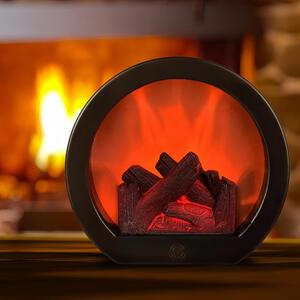 Camino elettrico da pavimento - Decorazione da tavolo a forma di semicircolo - 9 x 20 x 19 cm - Materiale: plastica - Per uso interno