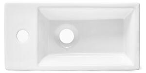 Lavabo da bagno a parete Brevis della Swiss Aqua Technologies, con foro per rubinetto a sinistra, dimensioni 40,5 cm x 20,5 cm, colore bianco