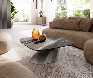 DELIFE Tavolino Edge Boot 90x90 cm Vetroceramica Laminam® Noir Desir Marrone Parabi Metallizzato Argento
