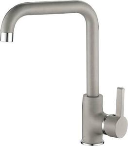 Miscelatore per lavello LENA con bocca girevole a 'L', monocomando, granito grigio, sistema di installazione semplice, Laveo, BKU_965D
