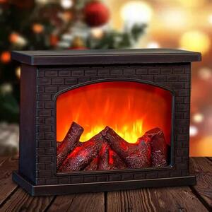 Camino elettrico senza riscaldamento - 28,5x12,5x22 cm - Nero - Camino da tavolo - Effetto fiamma a LED