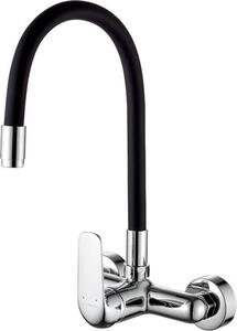 Miscelatore per lavello a parete Kuchinox ELZA con bocca flessibile cromo/nero