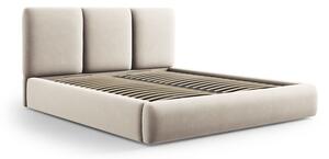 Letto matrimoniale imbottito color crema in velluto con contenitore con rete inclusa 160x200 cm Brody – Mazzini Beds