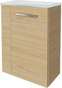 Fackelmann SBC B. STYLE Set per bagno ospiti, 2 pezzi, 45 cm, marrone chiaro, montaggio a destra, vetro bianco