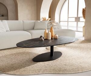 DELIFE Tavolino Edge Ovale 140x75 cm Vetroceramica Laminam® Noir Desir Marrone Vibany Metallo Nero