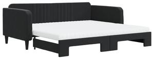 VidaXL Divano letto estraibile con materasso Nero 100x200 cm Velluto