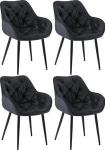 Set di 4 sedie da pranzo in velluto - sedie SAMT - ottimo comfort di seduta | colore: nero