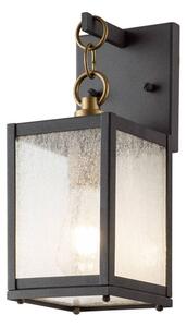 Elstead Lahden, applique da esterno E27, 32 cm, zinco invecchiato, trasparente con bolle d'aria, IP44