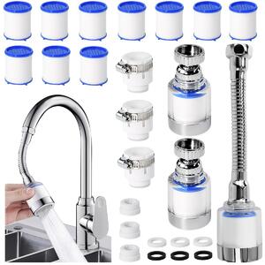 Set di 3 filtri per rubinetti da cucina e bagno, con rotazione a 360°