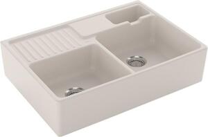 V&B Lavello a due vasche, doppia vasca, con scarico, manuale, crema C-plus