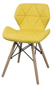 Sedia da interno con struttura in legno e seduta in ecopelle Exagon - Yellow
