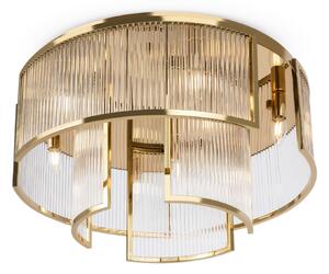 Lampada da soffitto in metallo e vetro rotonda D: 65 cm in oro E14 a 9 fiamme Art Déco