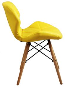 Sedia da interno con struttura in legno e seduta in ecopelle Exagon - Yellow