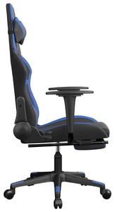 Sedia da gaming vidaXL con funzione massaggio e poggiapiedi, in Pelle finta nera e blu