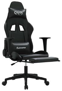 Sedia da gaming vidaXL con funzione massaggio e poggiapiedi, in Pelle finta nera