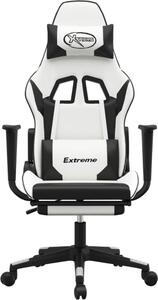 Sedia da gaming vidaXL con funzione massaggio e poggiapiedi, in Pelle finta bianca e nera