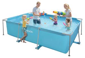 VEVOR Piscina fuori terra con struttura in metallo, 3 x 2 x 0,76 m, grande piscina rettangolare in PVC per famiglie, struttura in acciaio, capacità d'acqua 3959 L, con sistema di drenaggio a flusso controllato, per esterni, blu