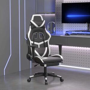 Sedia da gaming vidaXL con funzione massaggio e poggiapiedi, in Pelle finta bianca e nera
