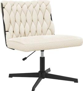 Sedia da Ufficio Girevole in Tessuto Riccio Crema Effetto Lana