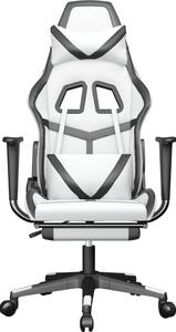 Sedia da gaming vidaXL con funzione massaggio e poggiapiedi, in Pelle finta bianca e nera