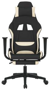 Sedia da gaming vidaXL con funzione massaggio e poggiapiedi, in tessuto nero e crema