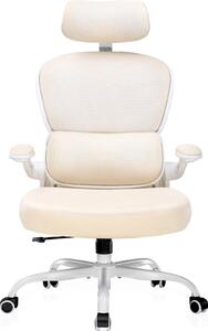 COMHOMA Sedia ergonomica da ufficio, sedia da scrivania con poggiatesta 3D e supporto lombare, design con appendiabiti integrato, bracciolo ribaltabile, 150 kg