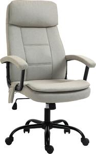 Vinsetto sedia da ufficio massaggiante sedia direzionale regolabile in altezza sedia da gioco con funzione massaggio, poltrona ergonomica girevole poltrona massaggiante tatto lino Beige 63 x 70 x 112-121 cm