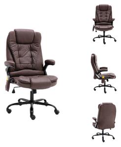 VidaXL Sedia da ufficio con funzione massaggio in pelle scamosciata marrone scuro - Sedie da ufficio
