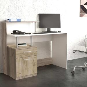 Scrivania da interno studio camera da letto con 2 cassetti e doppio ripiano in legno nobilitato bilaminato Double Desk - Grey