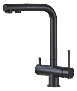 Rubinetto da cucina a soffitto, doppio supporto, orientabile a 360 gradi, annerito
