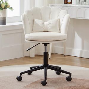 Abrihome sedia da ufficio in tessuto vellutato con cuscino lombare, sedia girevole regolabile in altezza, beige