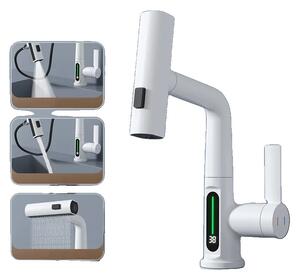 Miscelatore per lavabo con display digitale intelligente, sensibile alla temperatura, con funzione di estrazione, RubinettoManopoleManiglia