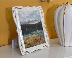 Cornice Portafoto da appoggio con cornice Dimensioni 27x1,7xh 32 cm PER FOTO 20x25 cm in POLYRESIN HEARTY Verticale Silver in scatola regalo