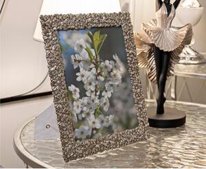 Cornice Portafoto da appoggio con cornice Dimensioni 26.3x2,2xh 30,5 cm PER FOTO 20x25 cm in POLYRESIN HEARTY Verticale Silver in scatola regalo