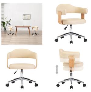 VidaXL Sedia da ufficio girevole in legno curvato e Pelle finta - Sedia da ufficio - Sedie da ufficio - Sedia girevole da ufficio - Sedie girevoli da ufficio