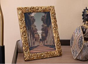 Cornice Portafoto da appoggio con cornice Dimensioni 19x2,2xh 25 cm PER FOTO 15x20 cm in POLYRESIN HEARTY Verticale oro in scatola regalo