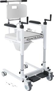 Sedia di trasferimento elevabile, supporto 120 kg, quattro ruote silenziose con freni, BIANCO