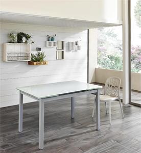 Tavolo Allungabile BAUD con due allunghe con struttura in metallo e piano in vetro 110 max 170 x75x h 75 cm allungabile fino a 170 con due allunghe