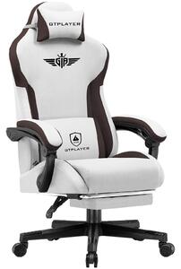 Sedia da gioco GTPLAYER, sedia da gioco ergonomica in tessuto con supporto lombare, sedia per PC con schienale allargato, portata fino a 150 kg, marrone