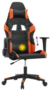 VidaXL Sedia da gioco con funzione massaggio in ecopelle nera e arancione