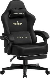 GTPLAYER sedia da gioco Poltrona da gioco ergonomica Sedia da scrivania Sedia da ufficio con superficie in tessuto Cuscino di seduta a molla, braccioli di collegamento, con poggiapiedi