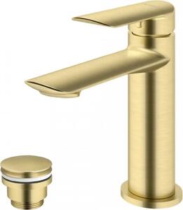 Miscelatore lavabo con piletta di scarico (tappo) oro spazzolato