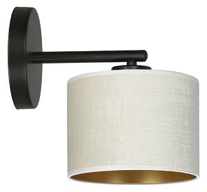 Applique 1 Luce Hilde In Acciaio Nero E Paralume In Tessuto Beige