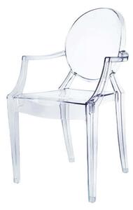 Poltrona sedia in policarbonato trasparente con braccioli design ricercato Emma