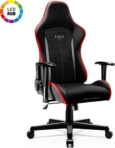 Diablo X-ST4RTER Sedia da gioco Sedia da ufficio Sedia per PC Rivestimento in tessuto ergonomico Braccioli 2D Meccanismo di inclinazione, Colore: Nero LED