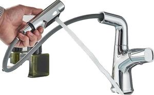 Rubinetto per lavabo, cartuccia in ceramica, rotazione a 360 gradi, cromato